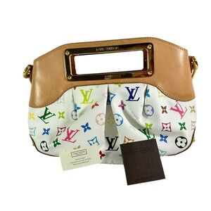 Genuine LOUIS VUITTON Judy PM Monogram White Multicolore Chain Shoulder Bag